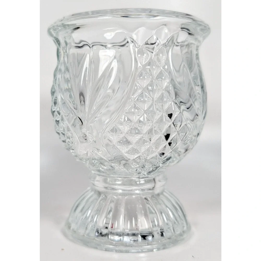 Avon Fostoria Daisy & Diamond Point Crystal Candle Holder Vintage USA